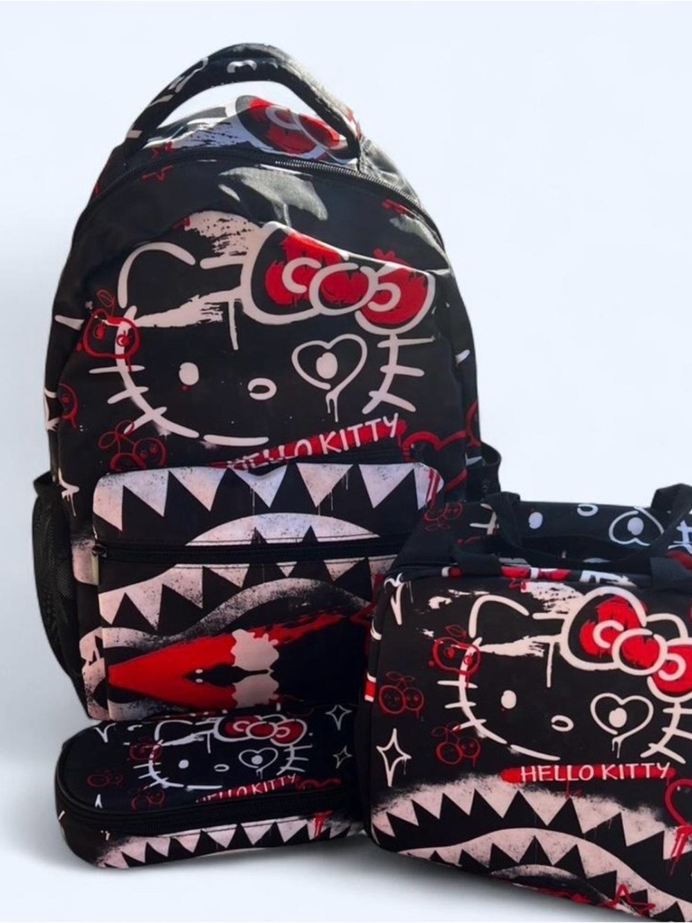 Hello Kitty Black Red and White Kids Backpack & Accessories Set